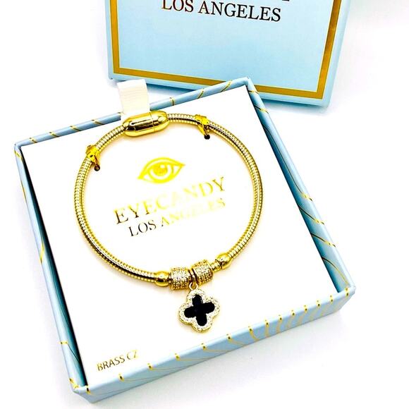 Eye Candy Gold Bracelet with Black Signature Charm - Picture 2 of 7